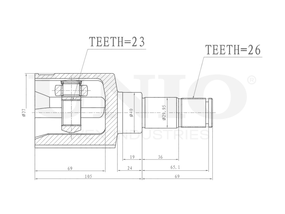 ШРУС внутренний левый UNIO CVJ-30020