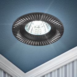 Встраиваемый светильник алюминиевый ЭРА KL32 AL/BK/1 MR16 12V 50W черный серебро | Алюминиевые встраиваемые светильники