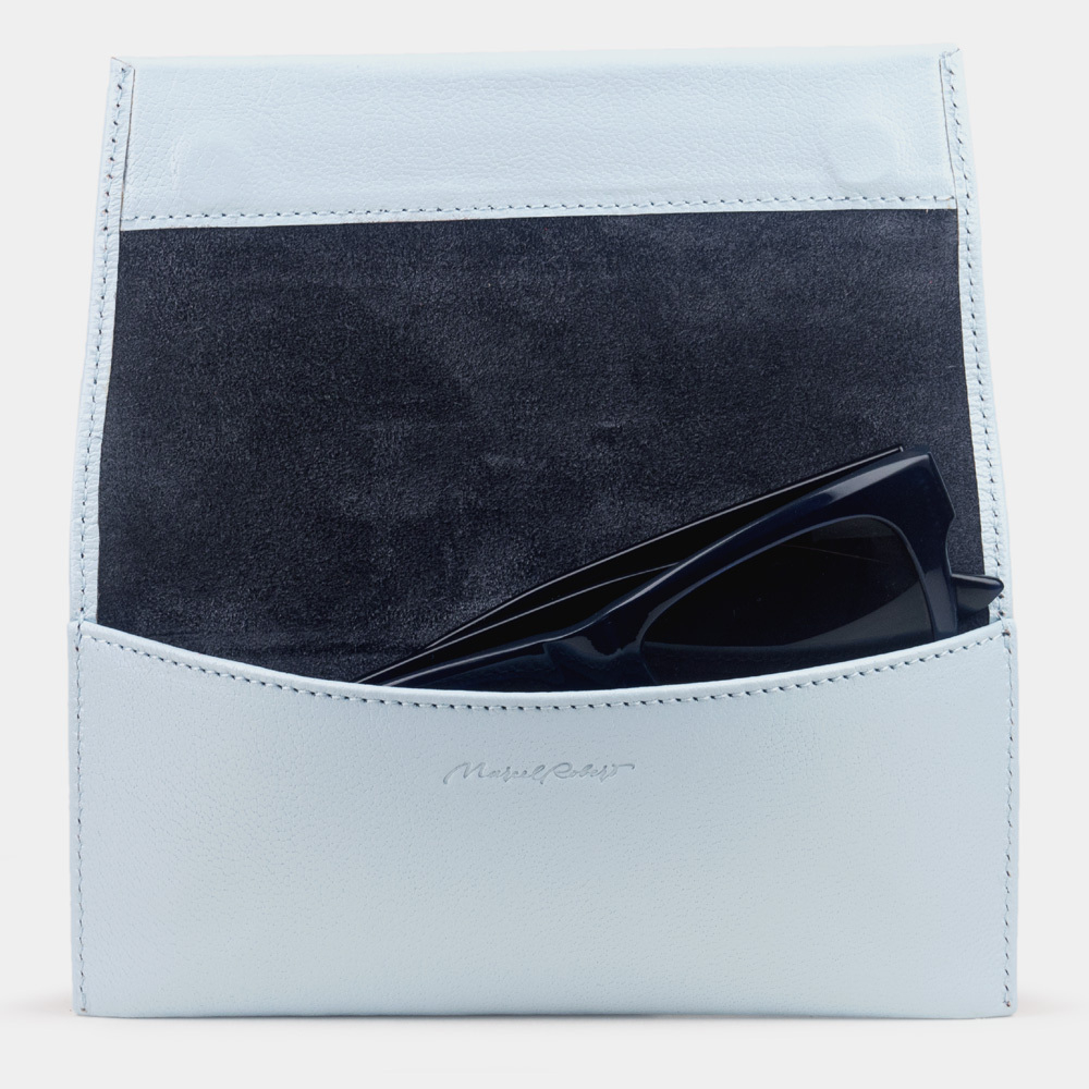 Футляр для очков Lentille из кожи козы, голубого цвета