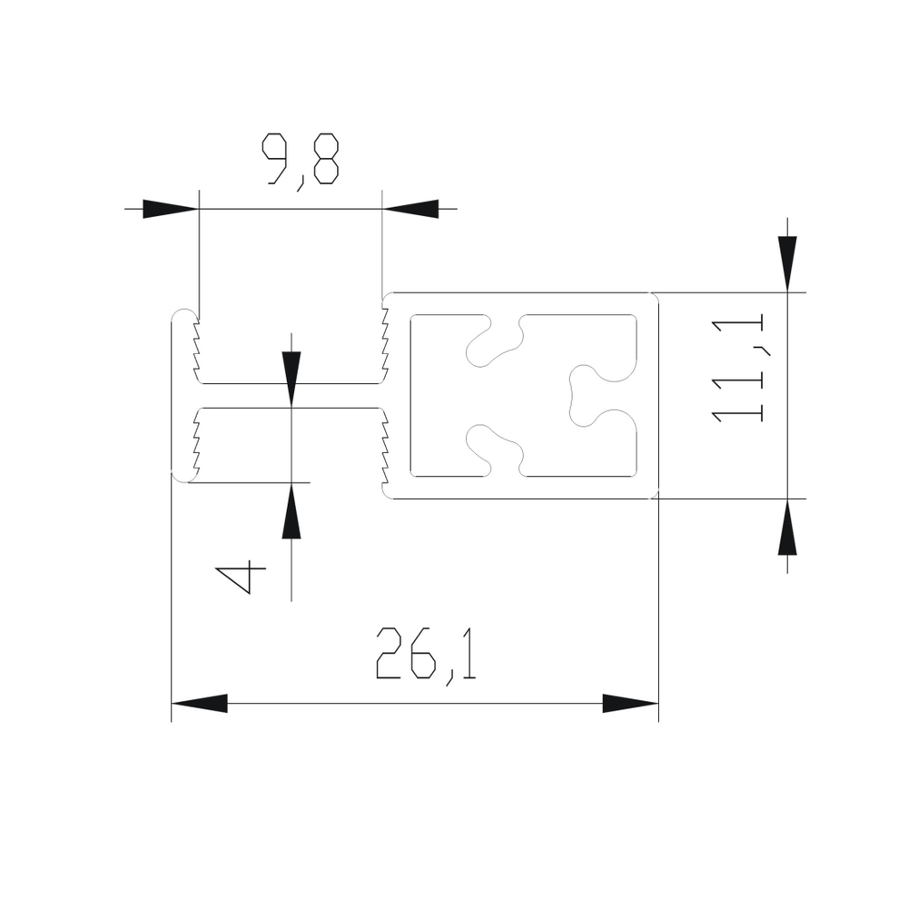 SLIMLINE Рамка средняя плоская (1,75 м) черный матовый (RAL) (AV0700) Aristo (Акция)