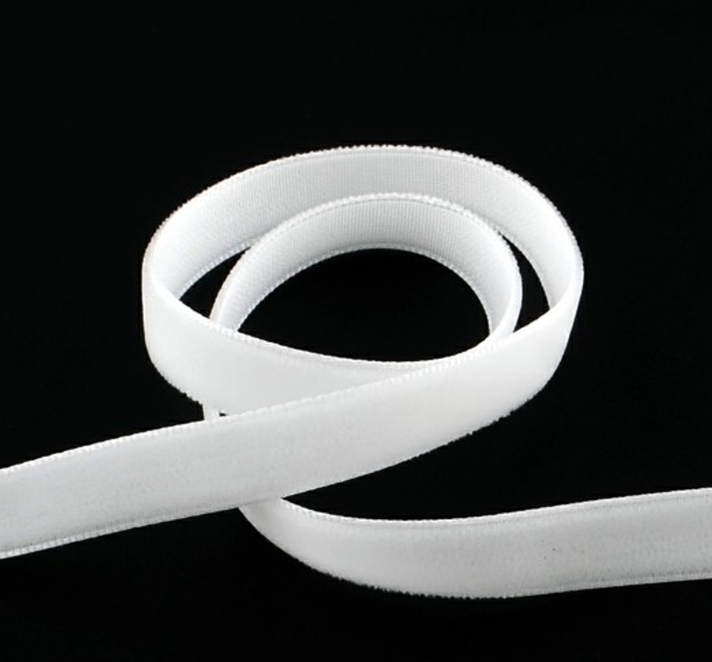 К342-б Лента бархатная 10мм белая, метр