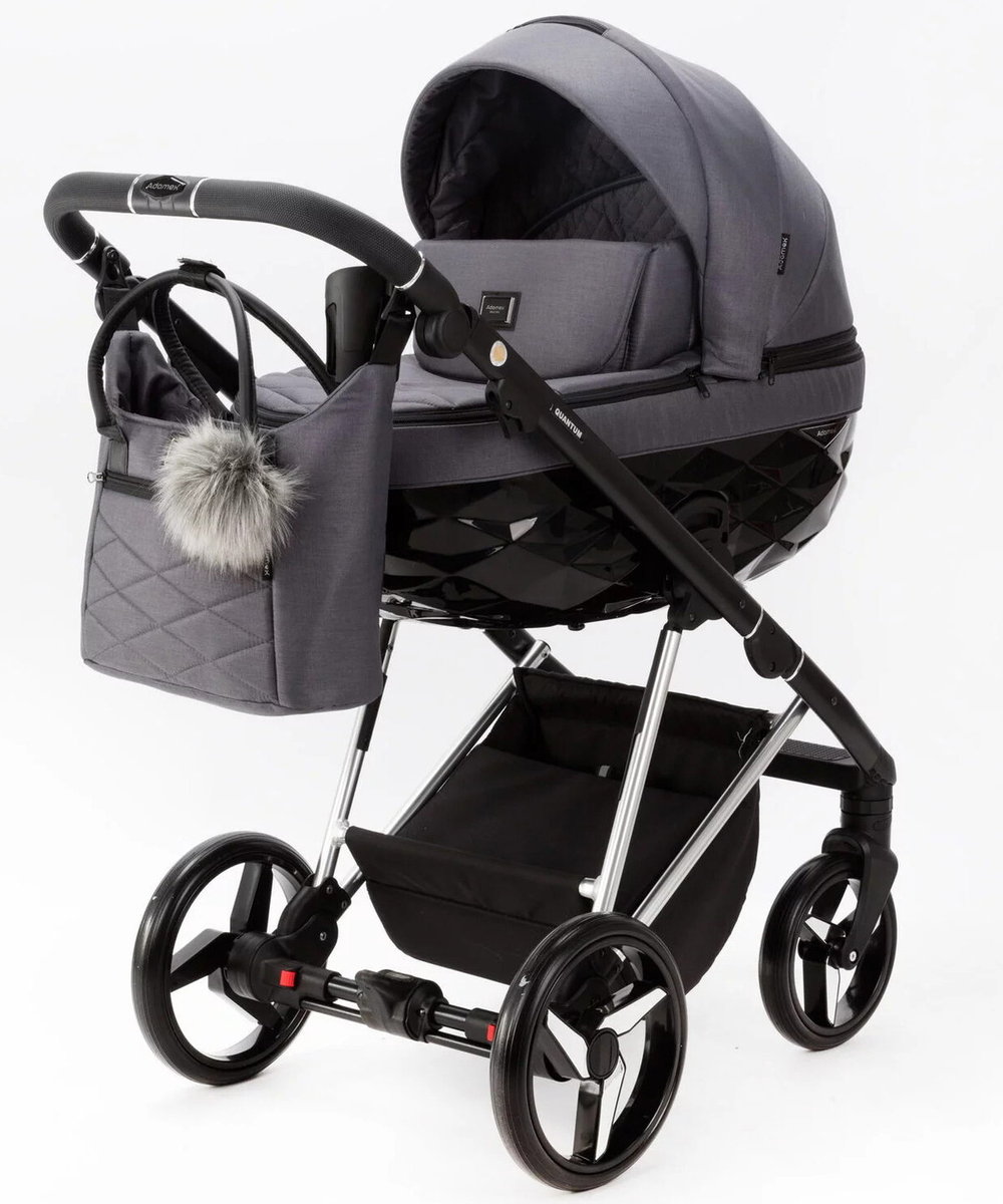 Детская коляска Adamex Quantum Special Edition 3 в 1 Q-TK681 (СЕРЫЙ+ХРОМ РАМА)