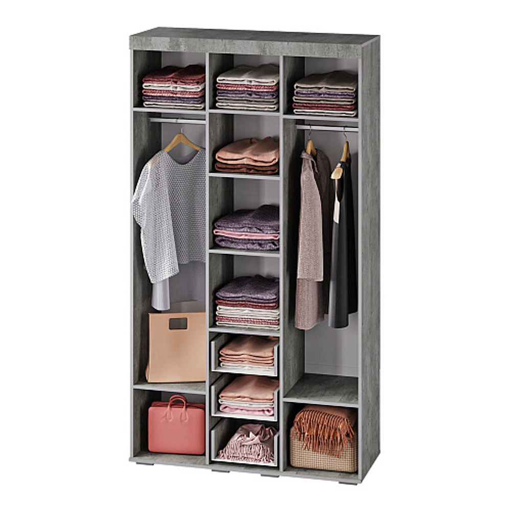 Шкаф для одежды и белья Инстайл ШК-30, бетон/белый