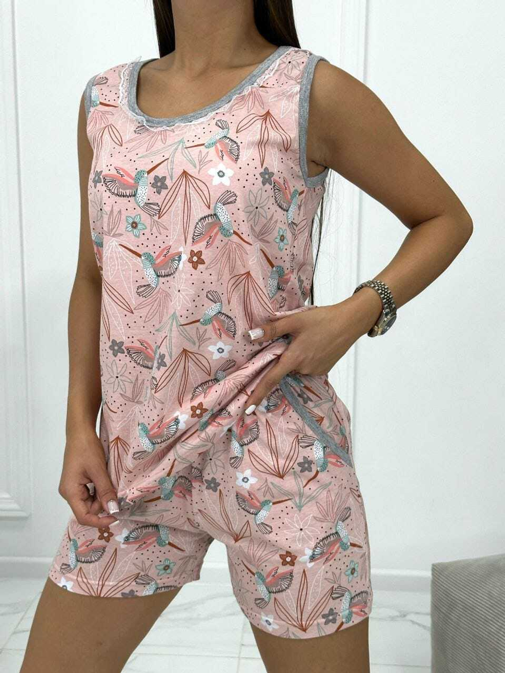 Пижама х/б шорты+майка УшМ007