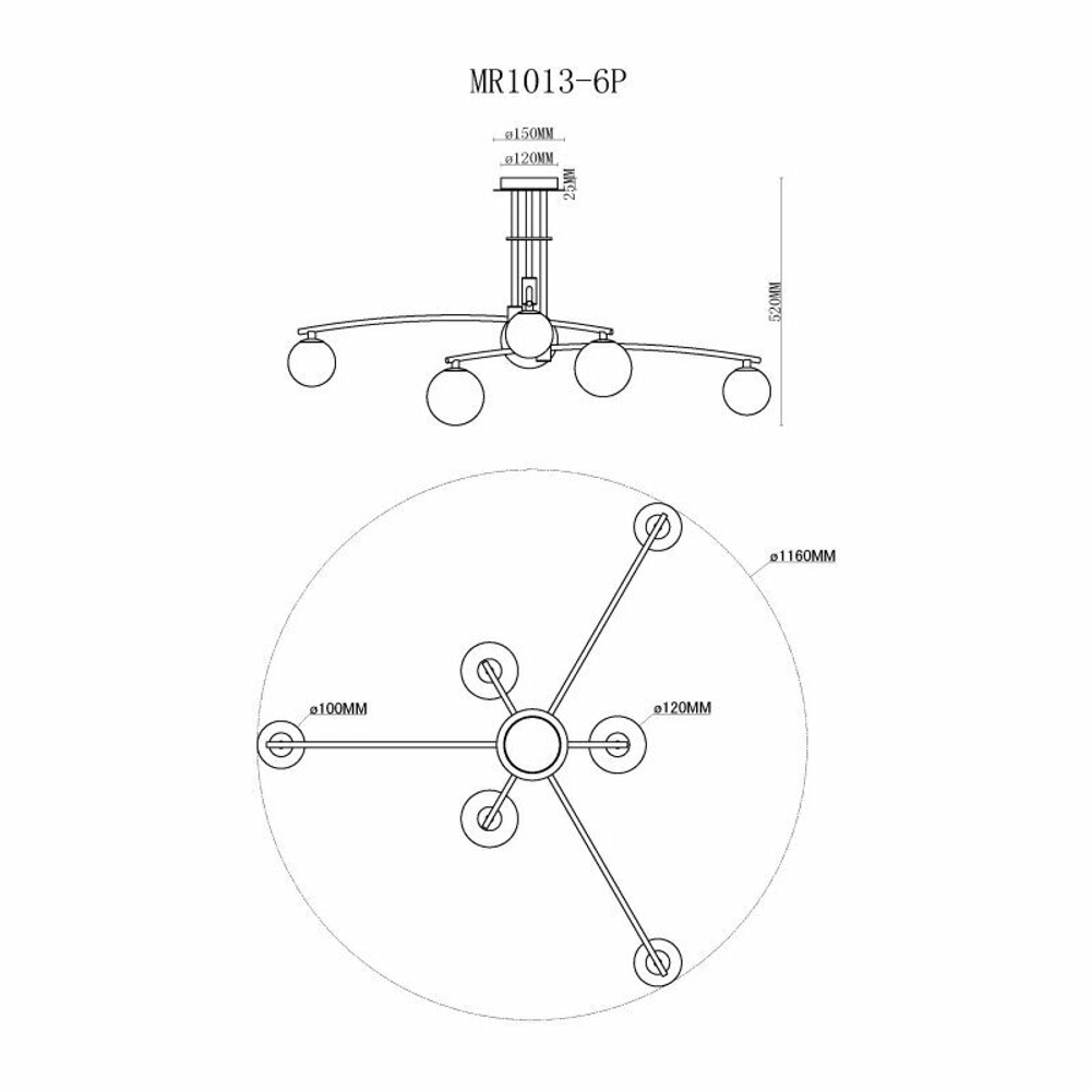 Потолочная люстра MyFar Stacy MR1013-6P, 6 плафонов