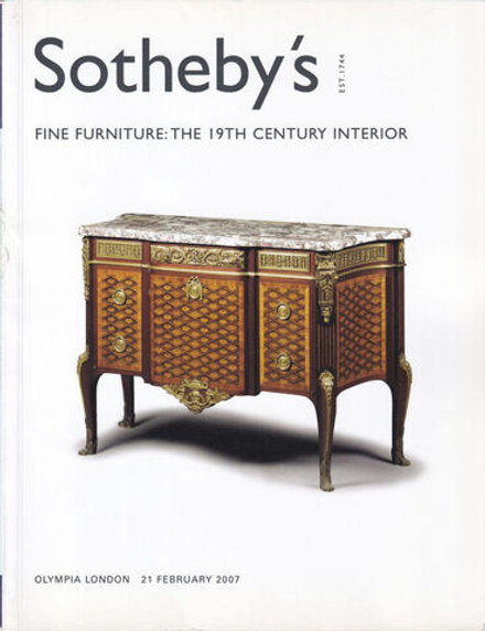 Каталог аукциона Sotheby's, Лондон, Мебель: интерьер XIX века от 21 февраля 2007 года