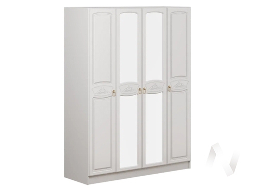 Шкаф 4-х ств Спальня Александрина (белый/белый глянец холодный)