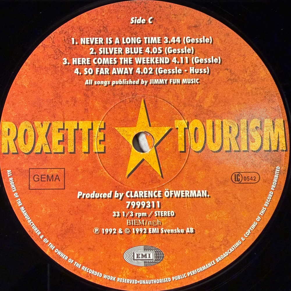Roxette ‎– Tourism 2LP (Европа 1992г.)