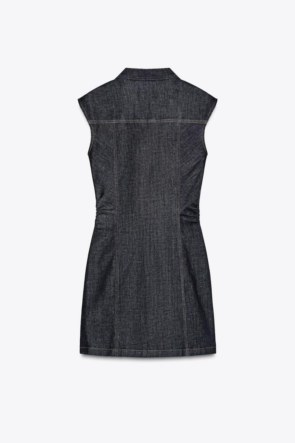 ZARA ДЖИНСОВОЕ МИНИ-ПЛАТЬЕ Z1975 СО СБОРКАМИ, СИНИЙ