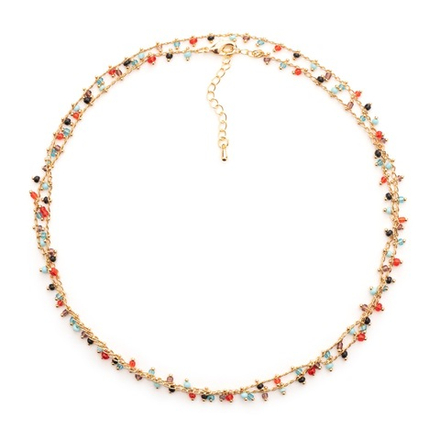 Латунная цепочка с цветным Бисером, gold