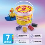 Пластилин на растительной основе (тесто для лепки) ПИФАГОР, 7 цветов, 420 г, пластиковое ведро, 104545