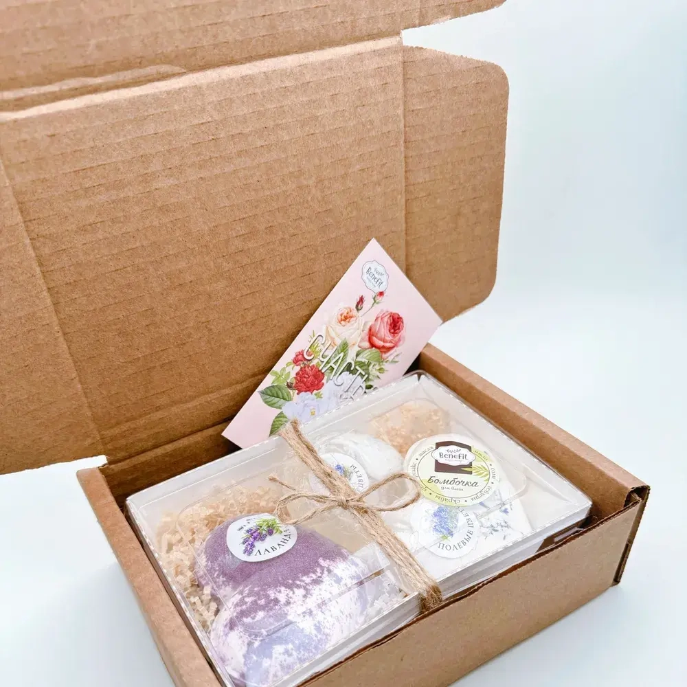 Набор бомбочек "Сердце полевые цветы XL, сердце лаванда XL + мыло полевые цветы"