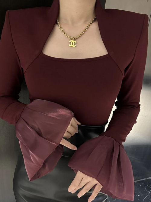 Лонгслив бордовый