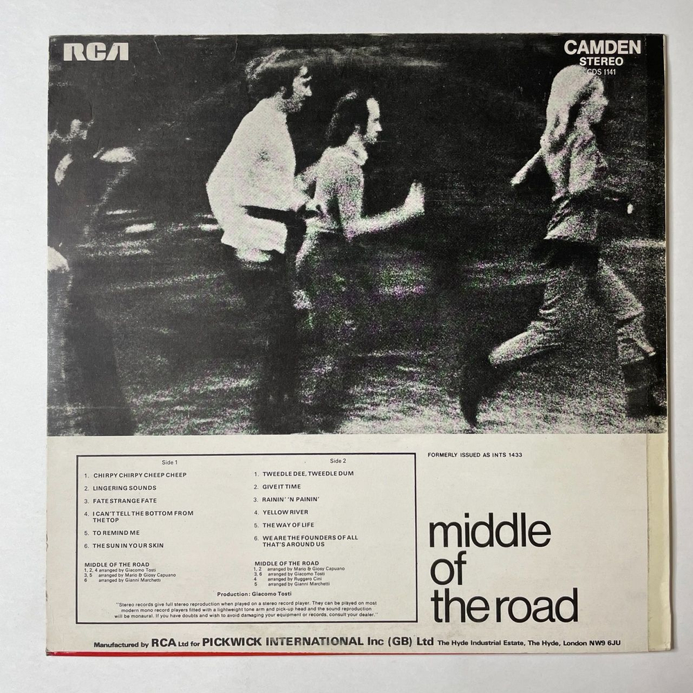 Винтажная виниловая пластинка LP Middle Of The Road Chirpy Chirpy Cheep Cheep Tweedle Dee, Tweedle Dum And Other Great Hits (UK 1972)