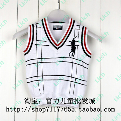 Жилет детский в клетку с вышивкой и однотонной спинкой