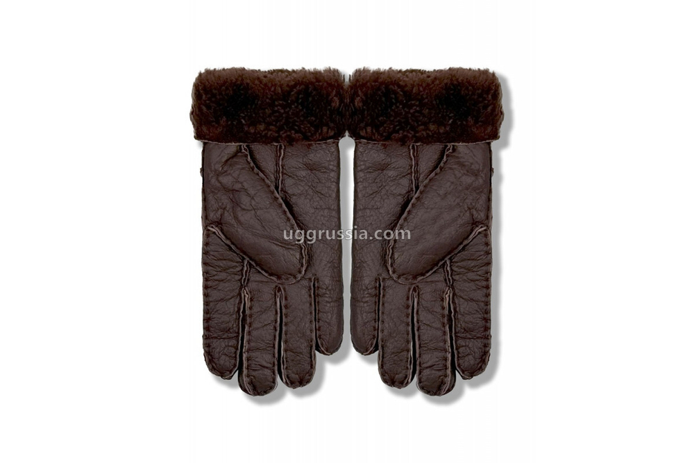 UGG Перчатки Кожаные Мужские Коричневые