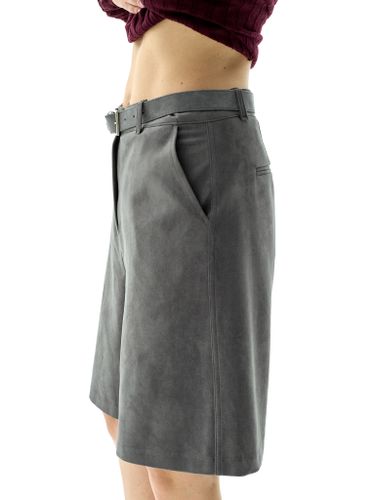 Графитовые шорты из эко-замши