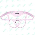 Розовые трусики для страпона из патентованной кожи