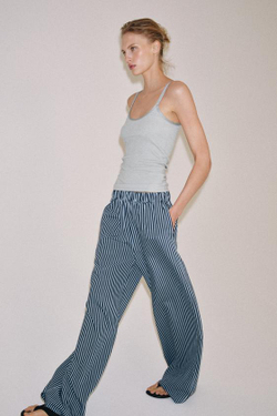 ZARA БРЮКИ WIDE-LEG В ПОЛОСКУ — ZW COLLECTION, СИНИЙ