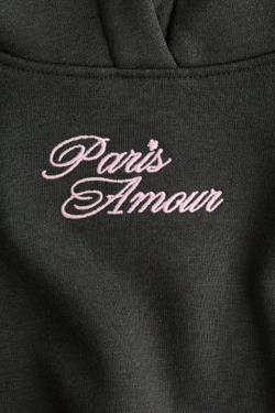 H&M Толстовка с капюшоном и принтом, темно-серый