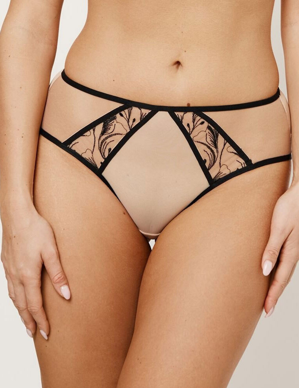 Трусы Subtille Rebecca Beige/Black бразилиана Mini (бежевый/черный)