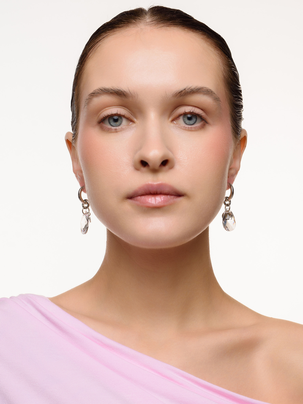 Серьги "Big crystal" Silver мини