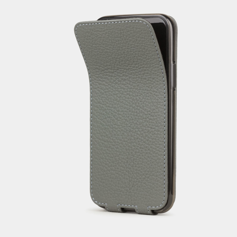 Чехол для iPhone 11 Pro Max из натуральной кожи теленка, серого цвета