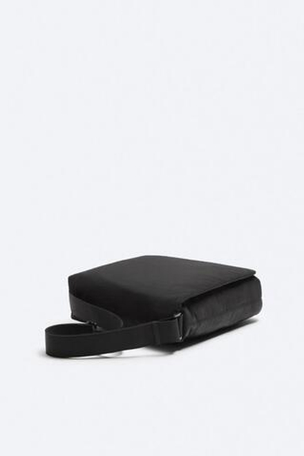 ZARA БОЛЬШАЯ СУМКА ИЗ НЕЙЛОНА С КЛАПАНОМ, ЧЕРНЫЙ