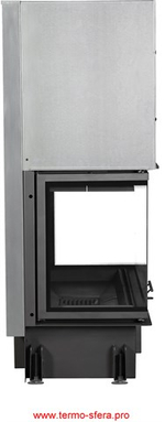 Каминная топка Экокамин ДЕЛЬТА 1000 BV три стекла принтинг черный шамот, вертикальная ламель