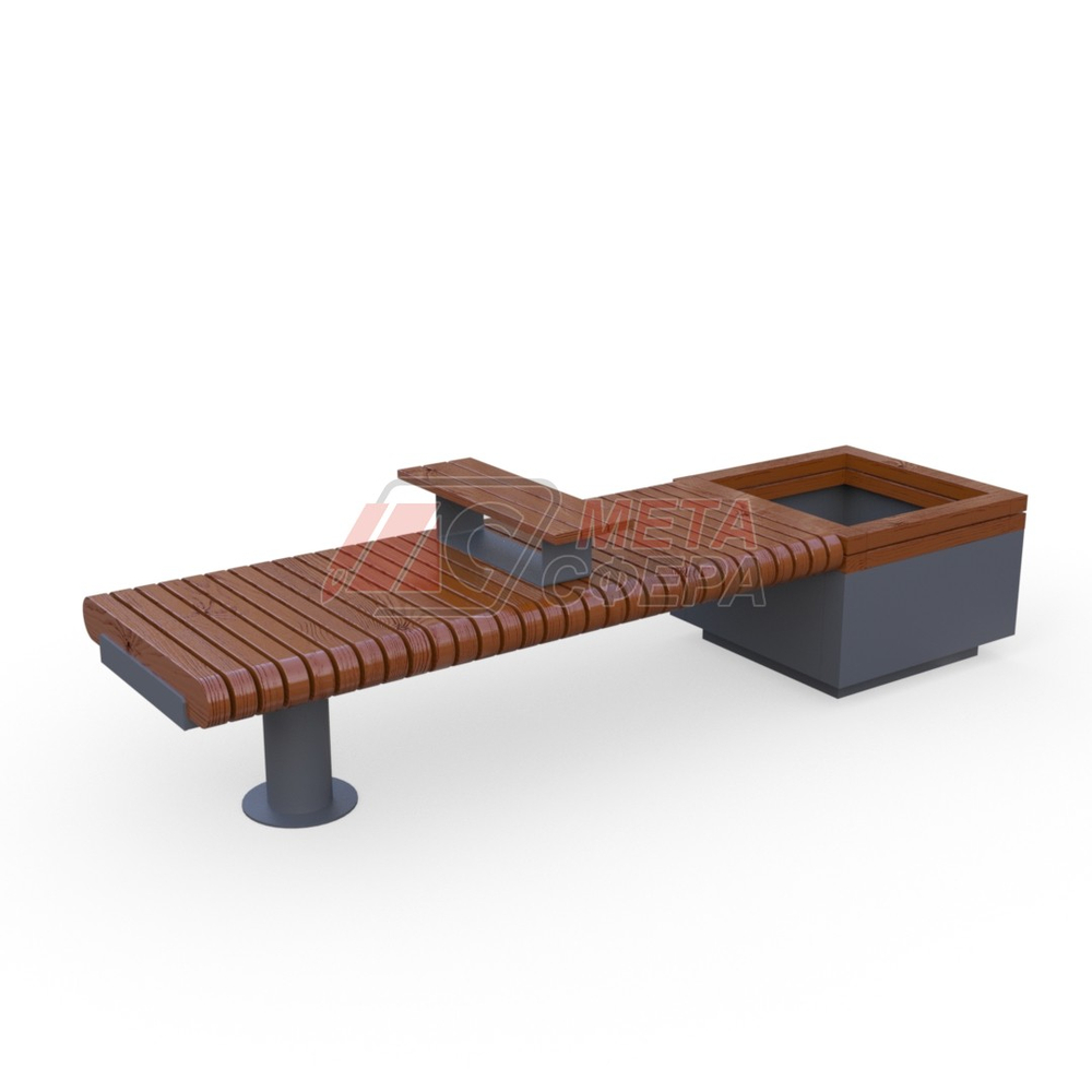 Лавка Rail Road 01 с вазоном и подлокотником