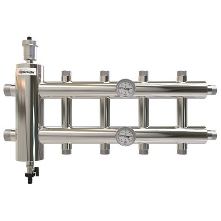 Распределительный коллектор с гидрострелкой 120 кВт, 5 контуров