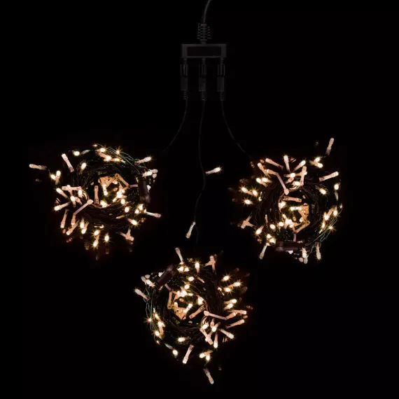 Комплект гирлянд на деревья 60 м., 3 луча по 20 м, 24V, 600 теплых белых LED ламп, черный ПВХ, LTC (KDD600-11-1WW)