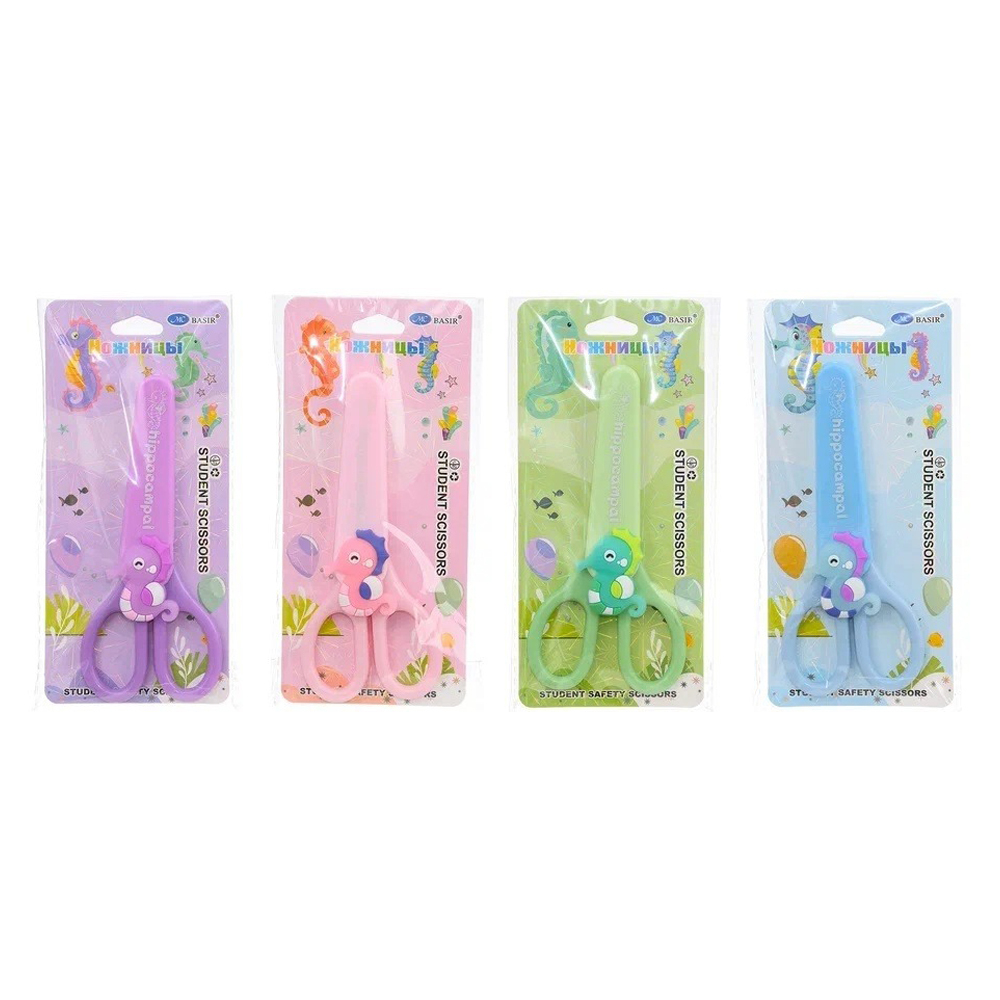 Ножницы детские Basir, с морским коньком, 13.5 см, в чехле, ассорти