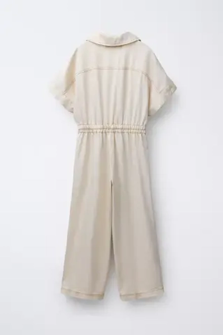 ZARA ДЛИННЫЙ СТРУЯЩИЙСЯ КОМБИНЕЗОН, БЕЖЕВЫЙ