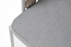 "Диего" стул плетеный из роупа, каркас из стали светло-серый (RAL7035) муар, роуп бежевый круглый, ткань светло-серая