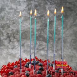 Набор свечей для торта «Перламутр» (градиент голубой, 16 см) 6 шт