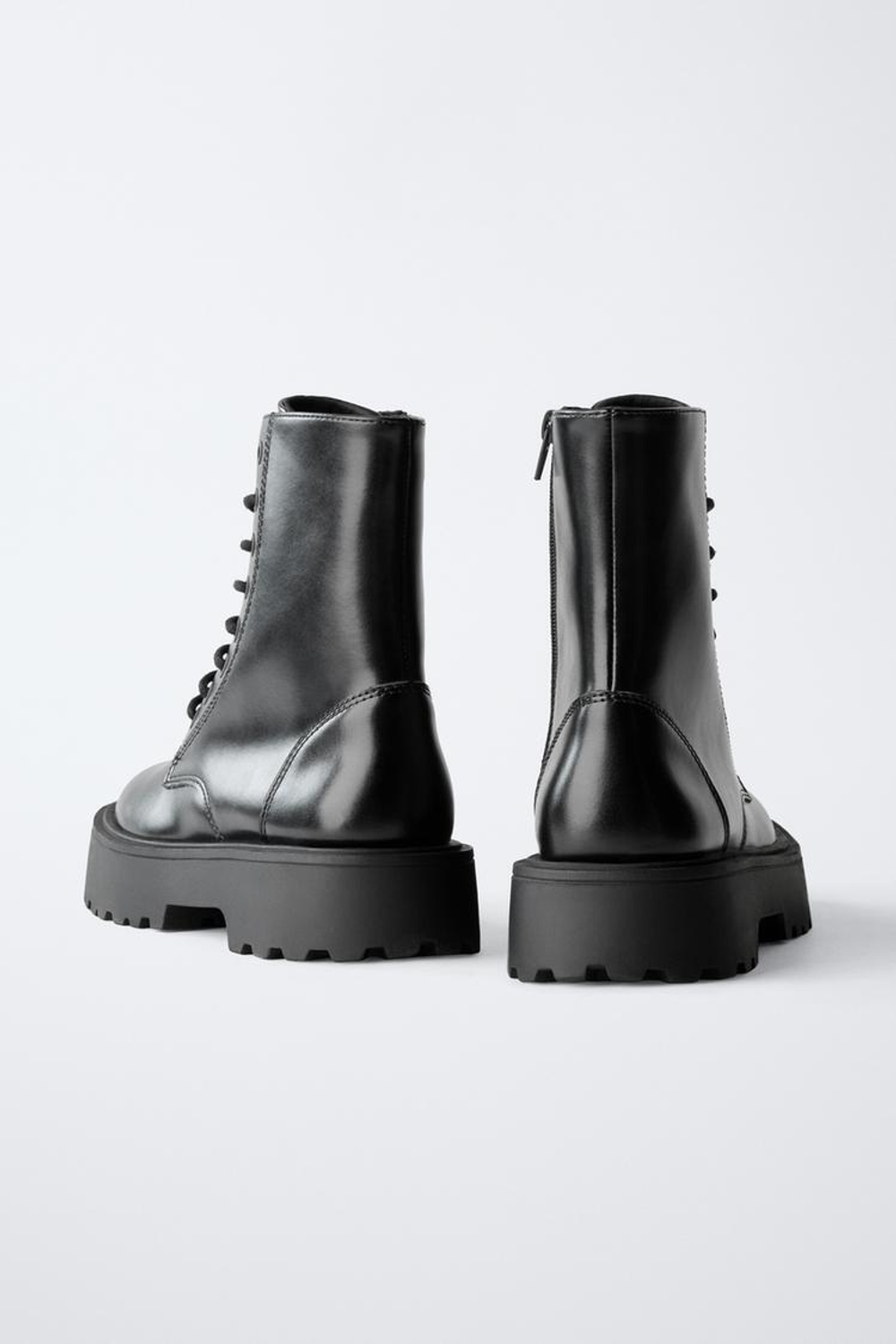 ZARA БОТИНКИ СО ШНУРОВКОЙ, ЧЕРНЫЙ