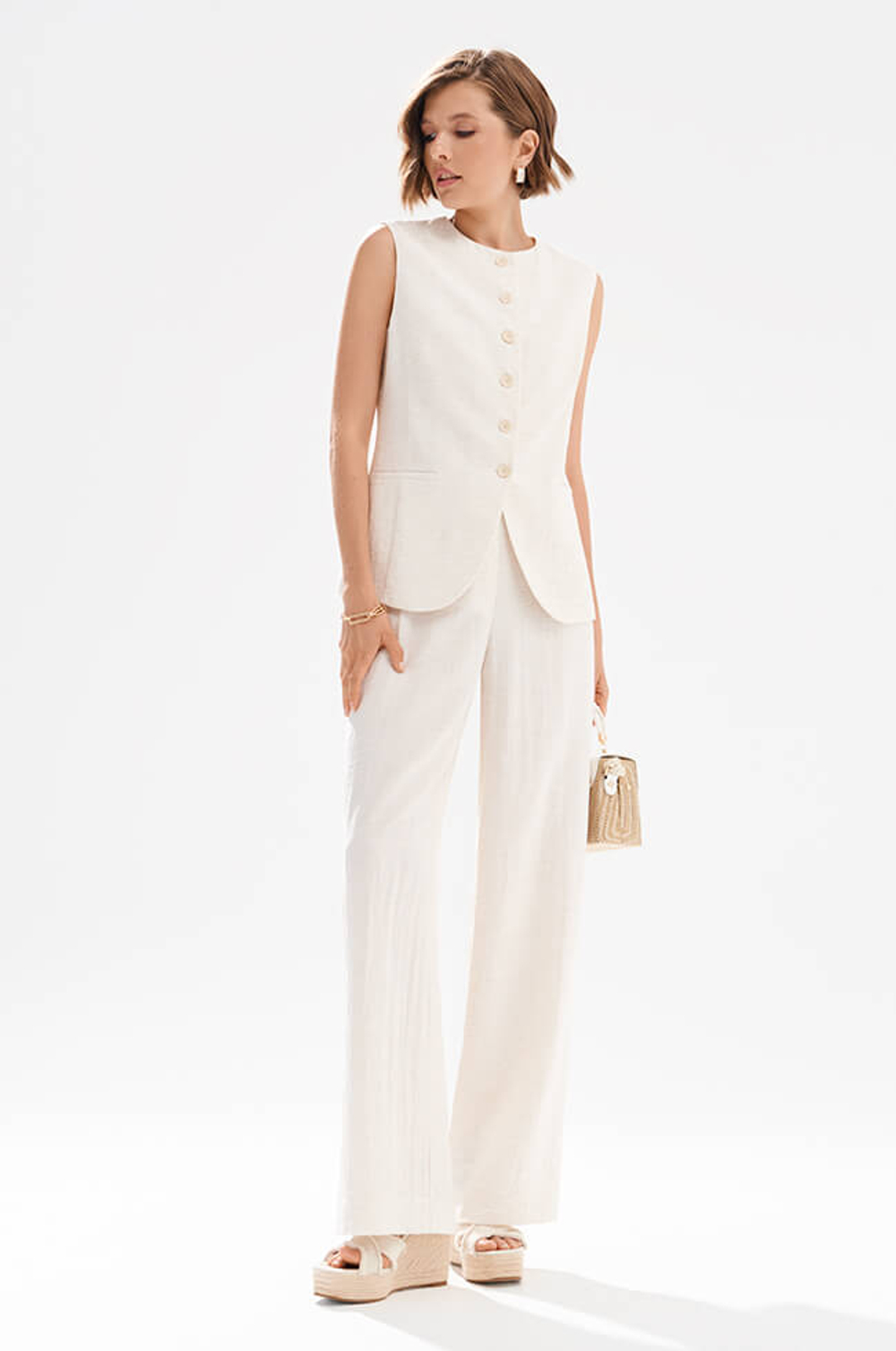 1988 Жилет женский (отбеленный лен)