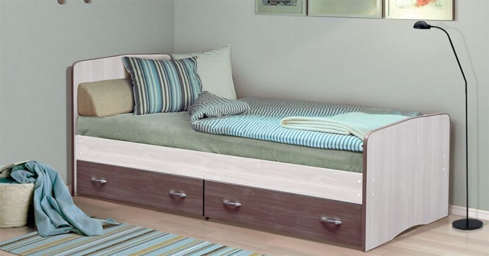 Кровать-6 одинарная с-2мя выкатными ящик 900*2000