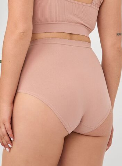 Высокие гладкие бесшовные трусики (Размер: XL) (Цвет: бежевый)