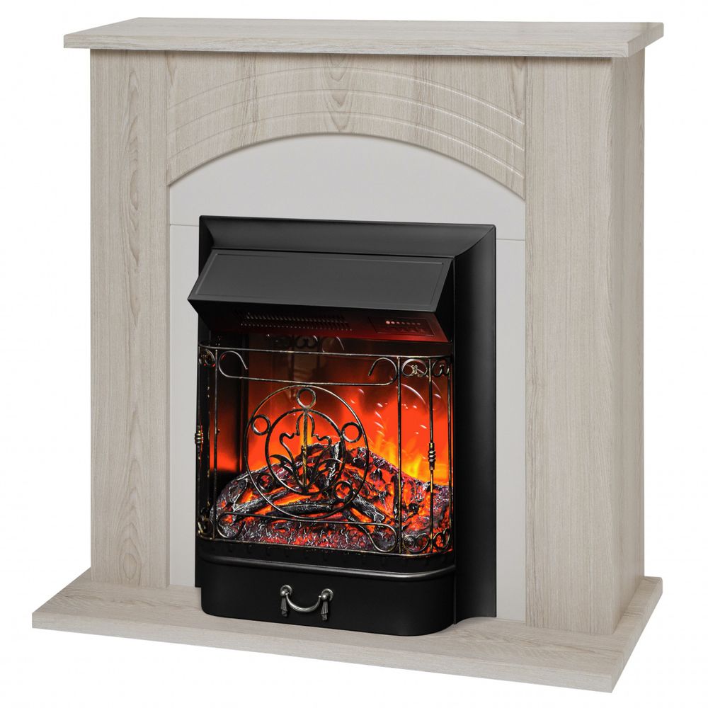 Электрокамин RealFlame Hanna STD LO светлый дуб с очагом Majestic Lux Black RC