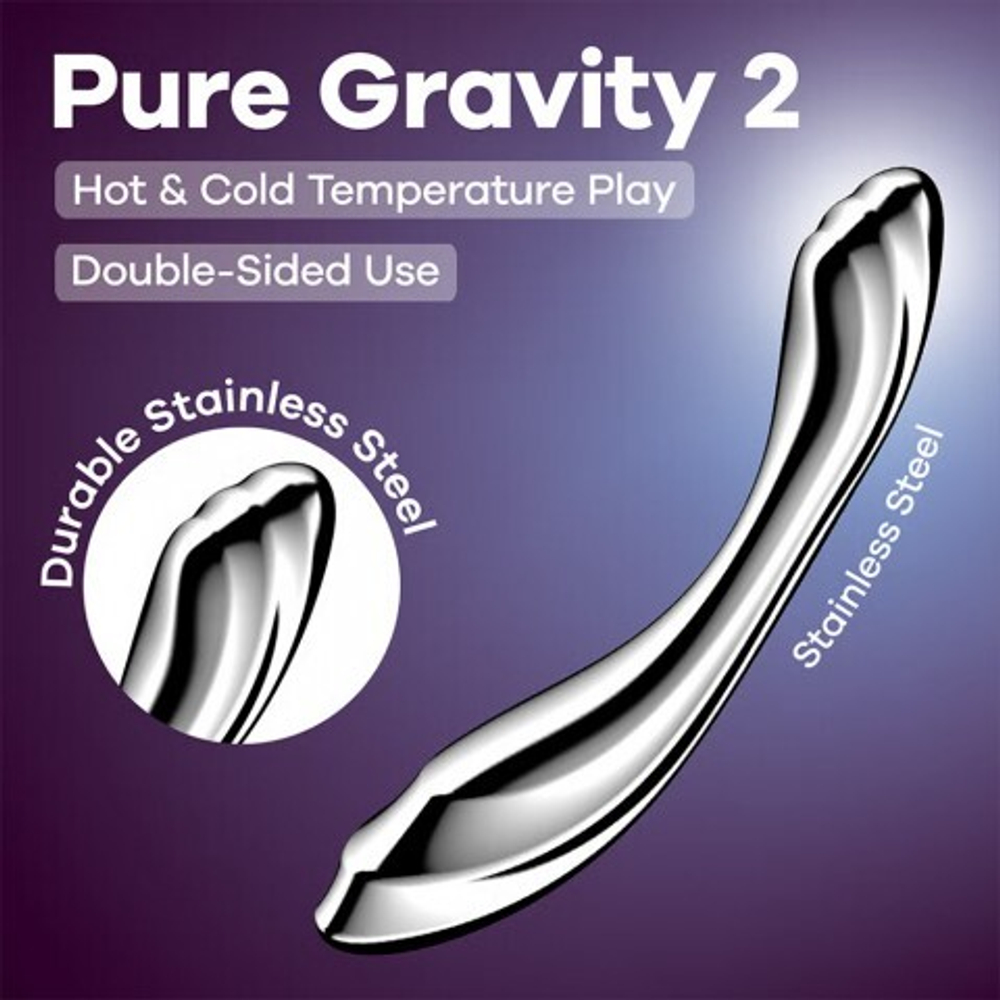 Стальной фаллоимитатор Satisfyer Pure Gravity 2 (21×3,9 см)