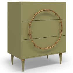 Комод Арт Колор matte Классик Голд с 3 ящиками Зеленая олива матовая