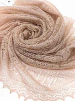 Оренбургский пуховый платок-паутинка А120-29 бежевый