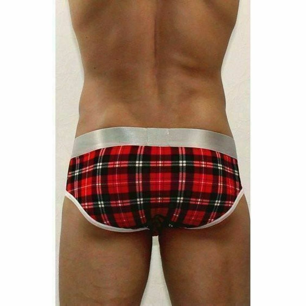 Мужские трусы брифы красные в клетку Calvin Klein Red