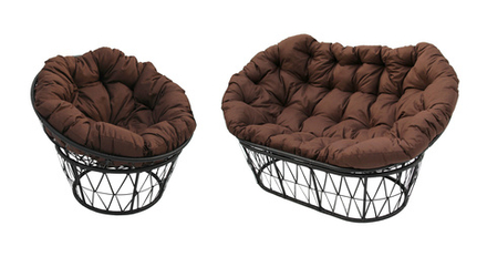 Диван Garden Story Мамасан ротанг искусственный 1 уп (диван черный+ подушка коричневая+подставка) (М)