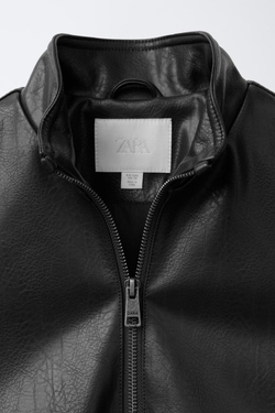 ZARA КУРТКА ИЗ ИСКУССТВЕННОЙ КОЖИ, ЧЕРНЫЙ
