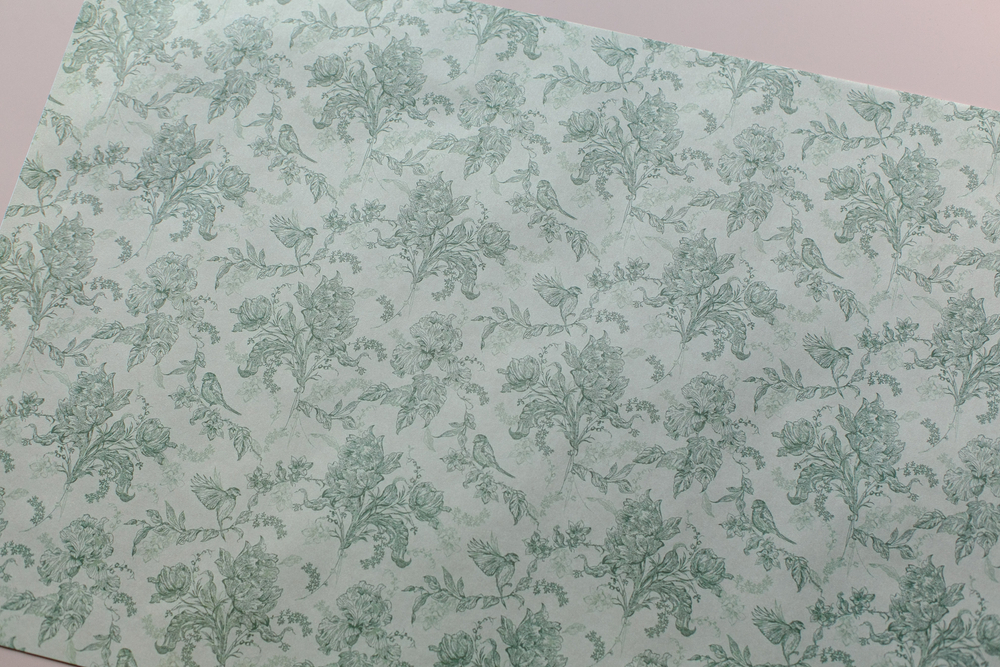 Бум-49 бумага (43х64 см) Птицы (Green) (цена за упаковку 20 листов)