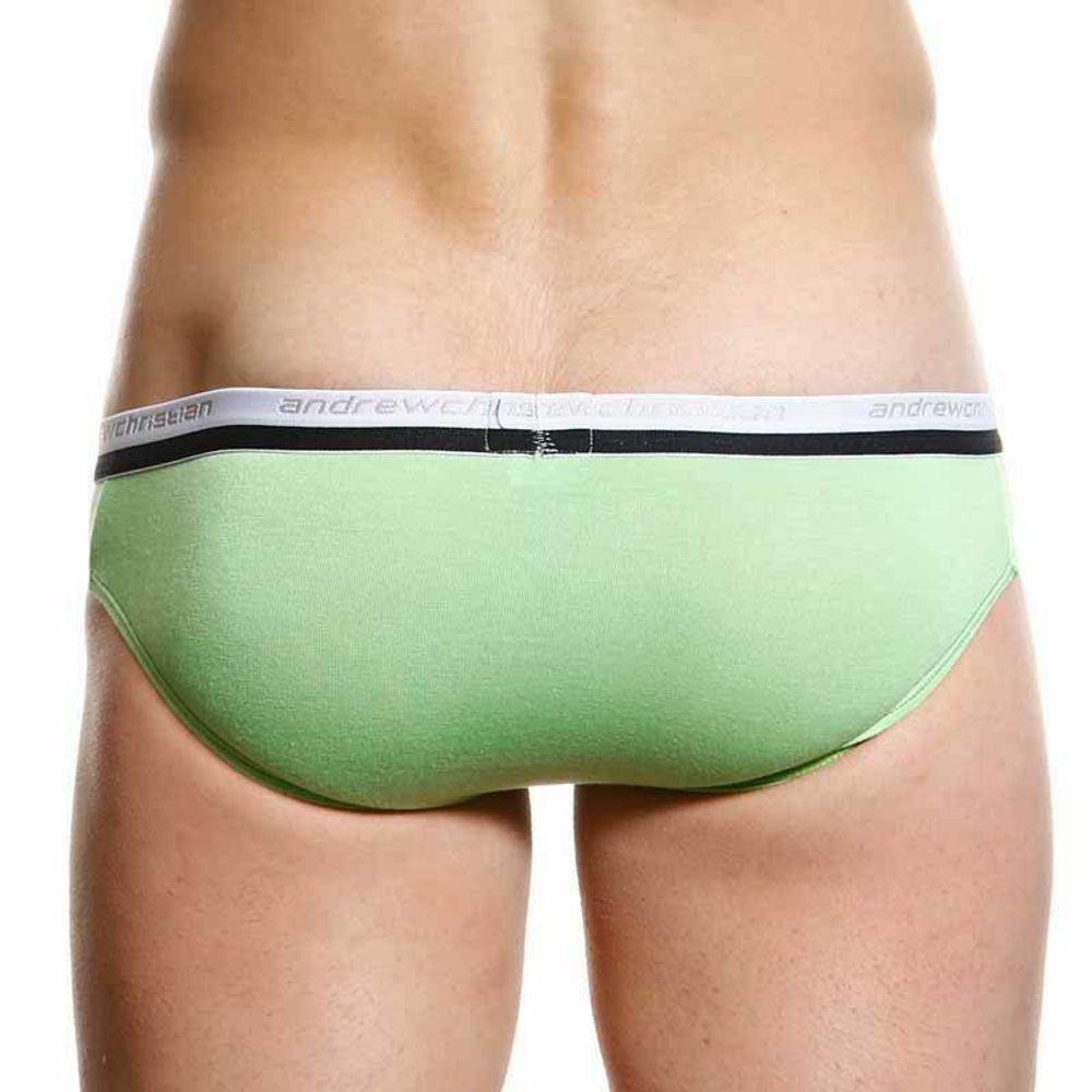 Мужские трусы брифы салатовые Andrew Christian V Slim Holiday Brief Light Green  AC3-M085