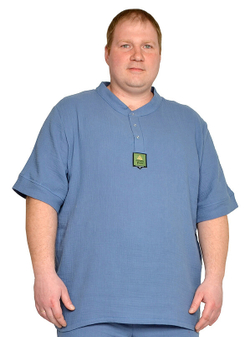 Рубашка мужская из муслина, цвет джинс